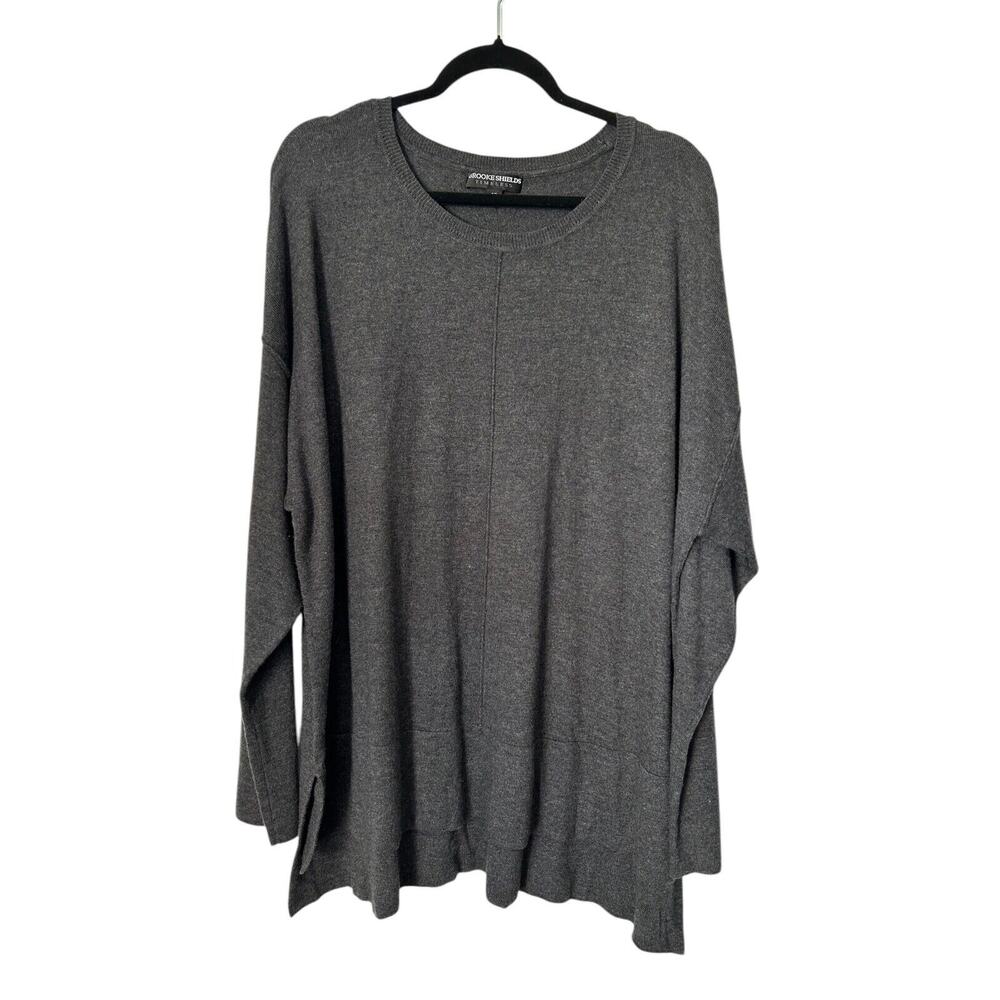 Brooke Shields Timeless Sweater Womens Size 2X Grey Long Sleeve Cotton Blend